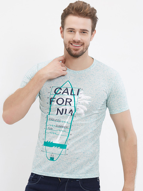 

FiTZ Men Green Printed Round Neck T-shirt