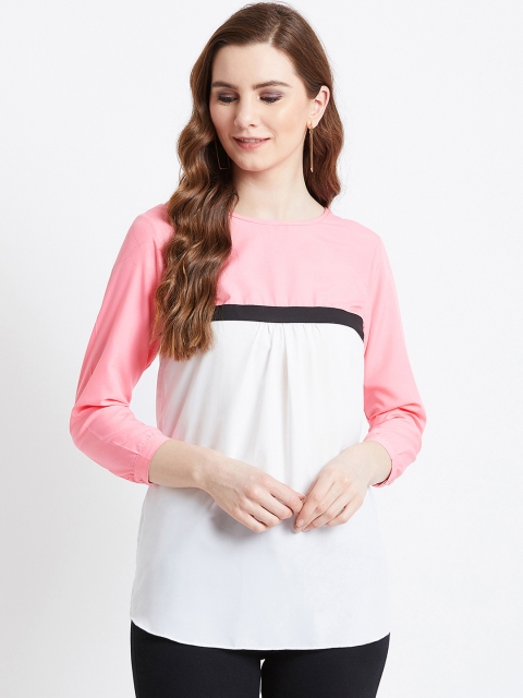 

AkaAyu Women White Colourblocked Top