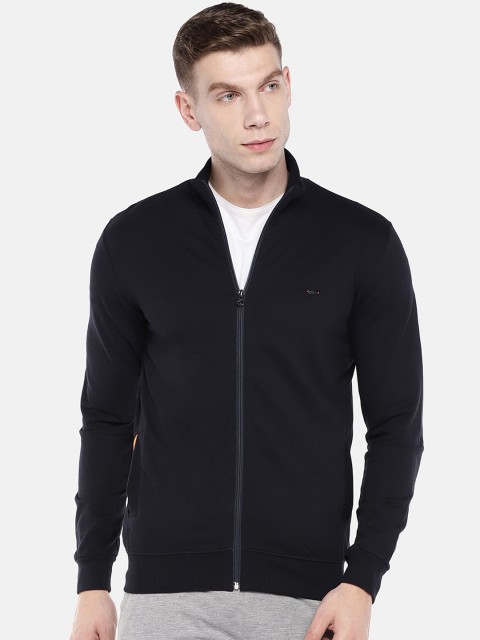 Sweet Dreams Men Navy Blue Solid Front-Open Sweatshirt