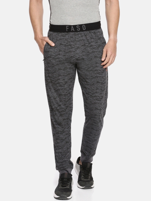 

F A S O Men Grey Textured Organic Cotton Joggers
