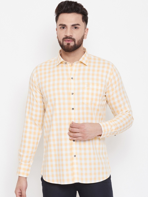 

Duke Men Yellow & White Slim Fit Checked Casual Shirt