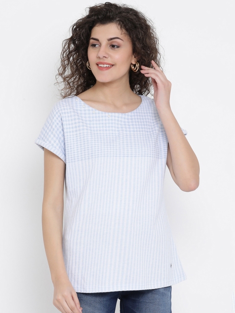 

Monte Carlo Women Blue Striped Top