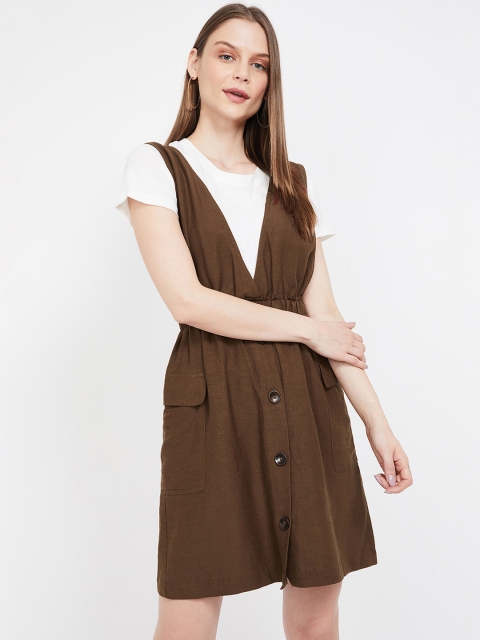 

Ginger by Lifestyle Women Brown Solid Pinafore Dress