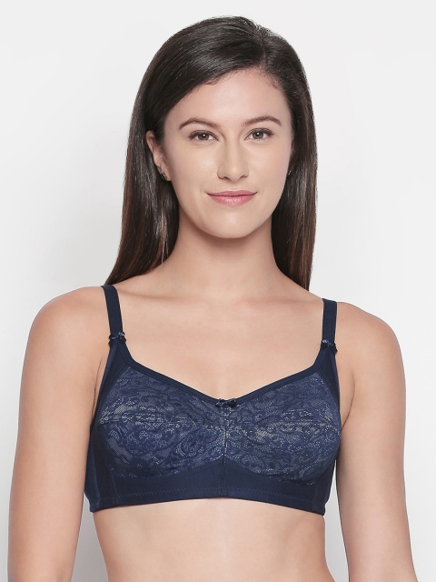 

Bodycare Pack of 2 Self Design Non-Wired Non Padded Everyday Bras 5511NA, Navy blue