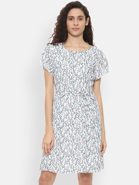 

Allen Solly Woman Women White Printed Fit and Flare Dress