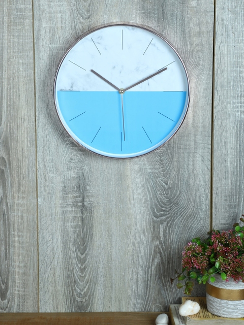 

House Of Accessories Blue & White Round Colourblocked 30 x 30 CM Analogue Wall Clock