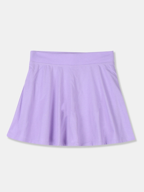 

The Childrens Place Girls Purple Solid Flared Skorts