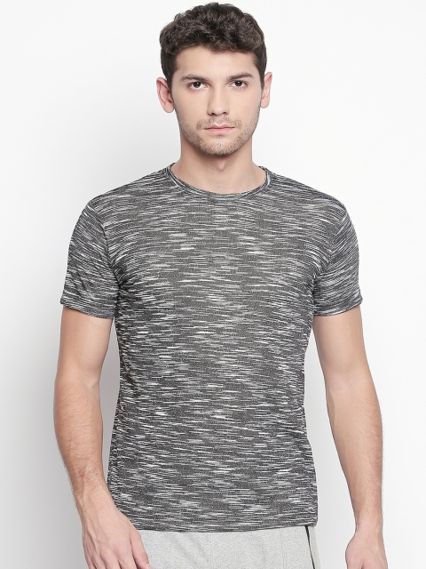 

FiTZ Men Charcoal Grey Printed Round Neck T-shirt