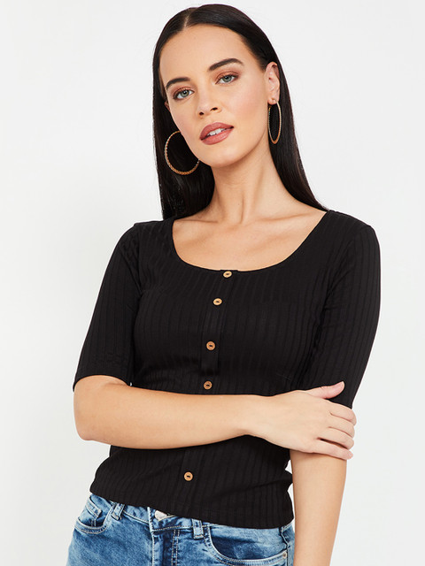 

Ginger by Lifestyle Women Black Solid Top