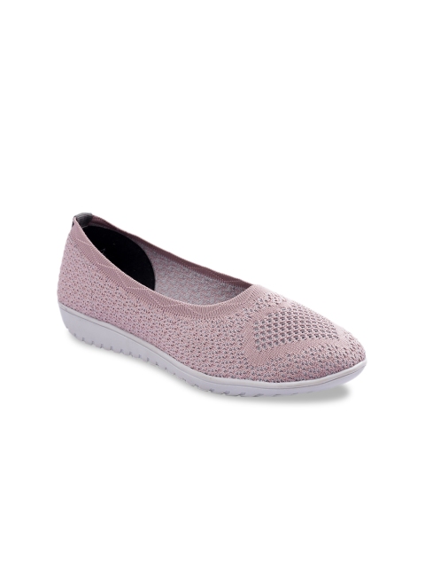 

meriggiare Women Peach-Coloured Woven Design Mesh Ballerinas