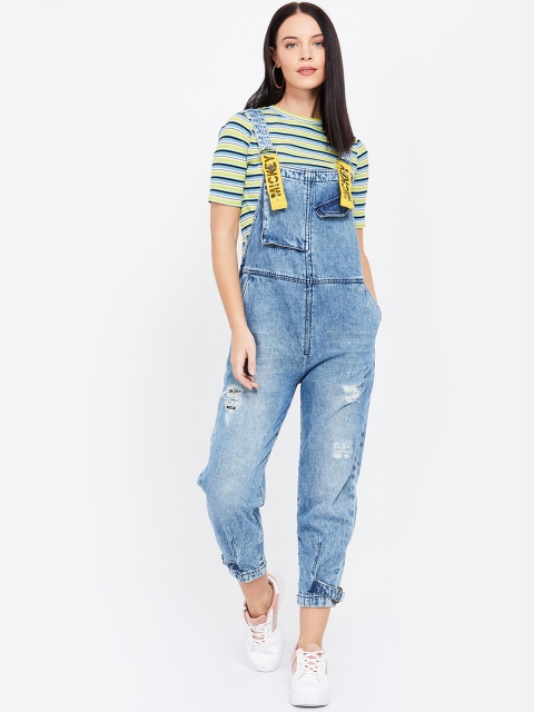 

Ginger by Lifestyle Women Blue Solid Slim-Fit Denim Dungaree