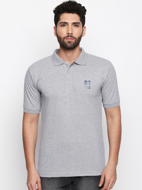

FiTZ Men Grey Solid Polo Collar T-shirt