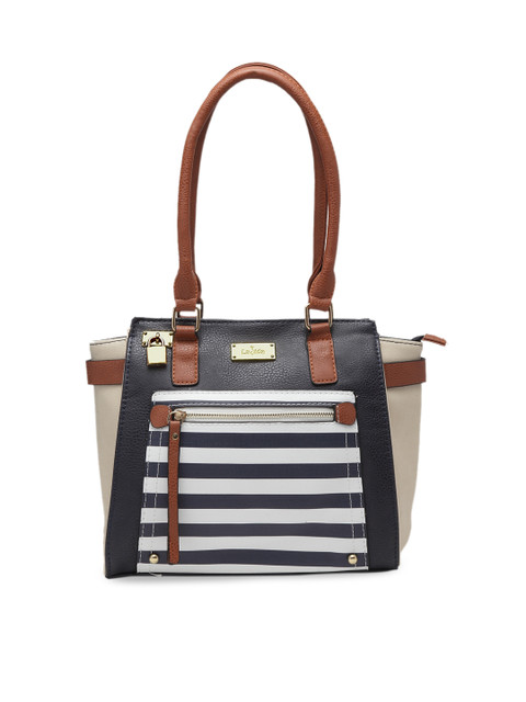 

Ladida Beige & Black Striped Handheld Bag