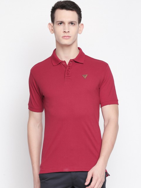 

FiTZ Men Red Solid Polo Collar T-shirt