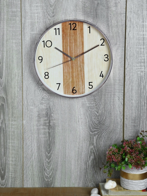 

House Of Accessories Brown Round Colourblocked 30 x 30 CM Analogue Wall Clock