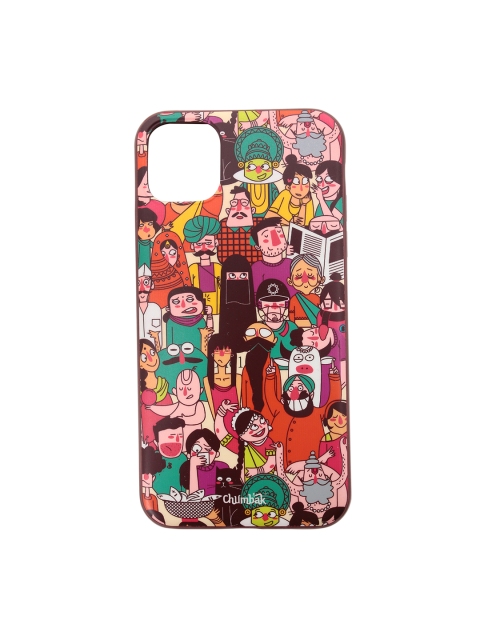 

Chumbak Pink & Orange Colourful Faces iPhone 11 Case Cover