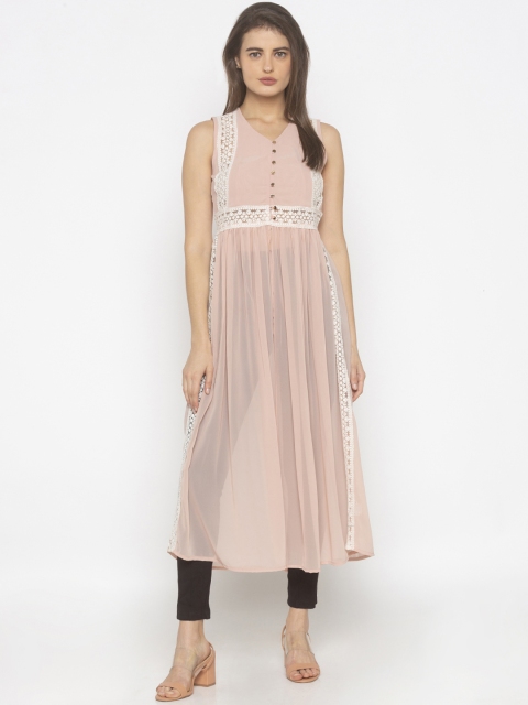 

Iti Peach-Coloured Solid Tunic, Pink