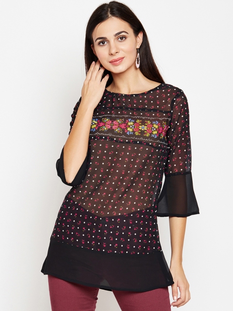 

AASK Women Black & Red Printed Top