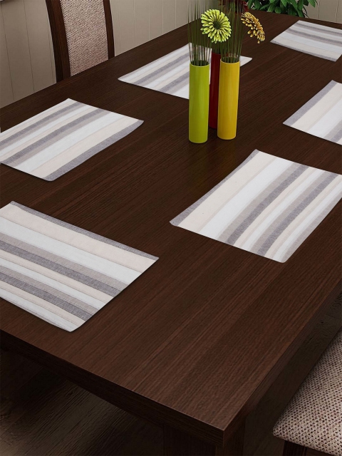 

NEUDIS Set of 6 Beige & Brown Striped Table Placemats