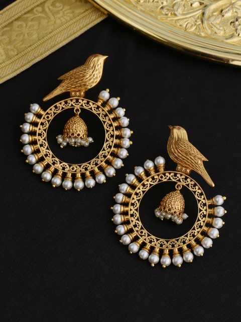 

Tistabene Gold-Plated & White Contemporary Jhumkas