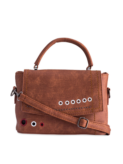 

LEGAL BRIBE Tan Brown Embellished Handheld Bag