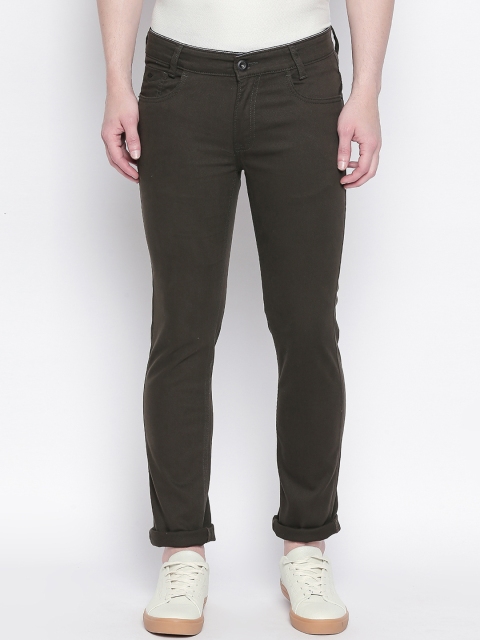 

Mufti Men Olive Green Slim Fit Solid Regular Trousers