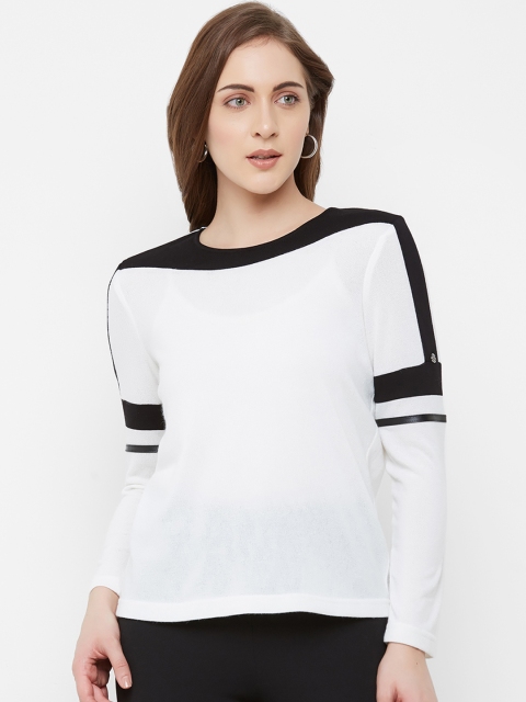 

bebe Women White Colourblocked Top