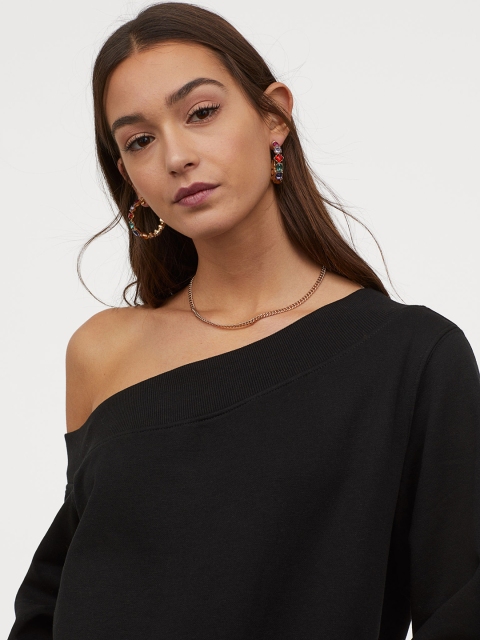 

H&M Women Black One-Shoulder Top
