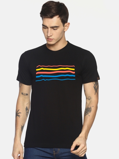 

Le Bison Men Black Printed Round Neck T-shirt