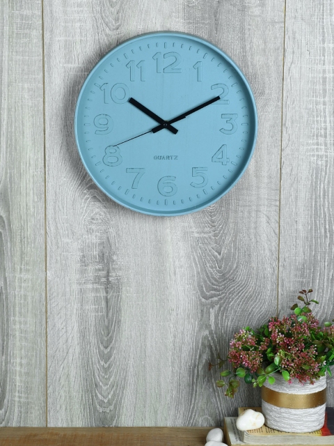 

House Of Accessories Blue Round Solid Analogue Wall Clock (30 x 5)