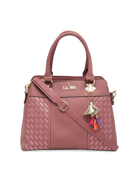 

Ladida Peach-Coloured Self Design Handheld Bag