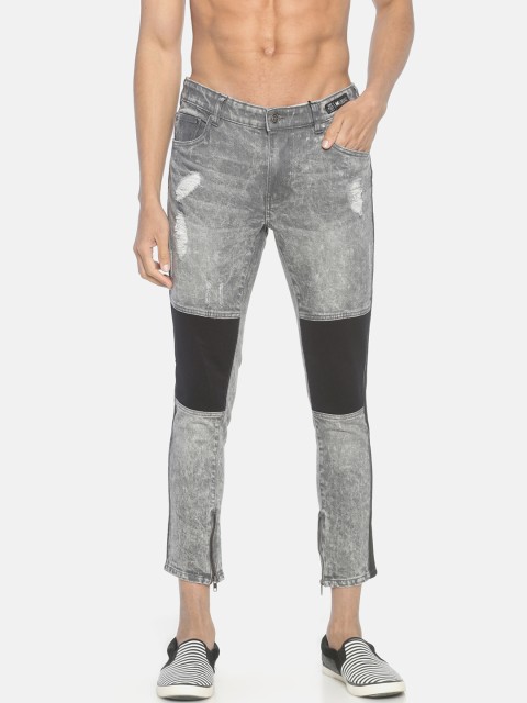 

KULTPRIT Men Grey Skinny Fit Mid-Rise Low Distress Jeans