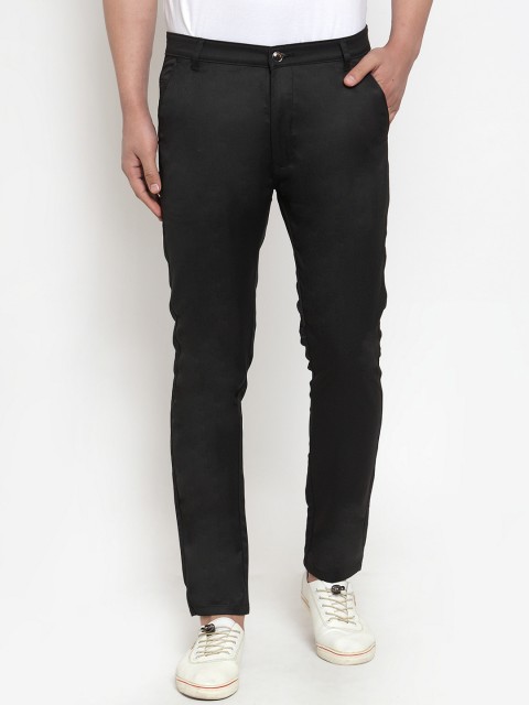 

JAINISH Men Black Smart Slim Fit Solid Regular Trousers