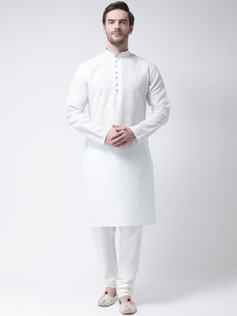 

SG LEMAN Men Sea Green & White Printed Kurta with Pyjamas