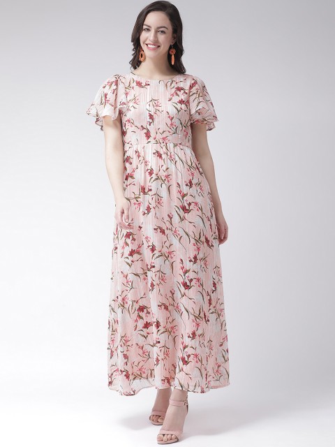 

Latin Quarters Women Peach-Coloured Floral Print Maxi Dress