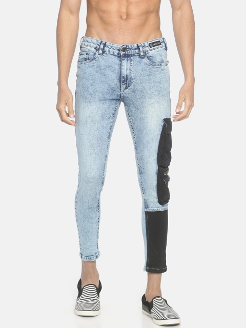 

KULTPRIT Men Blue & Black Skinny Fit Mid-Rise Clean Look Jeans