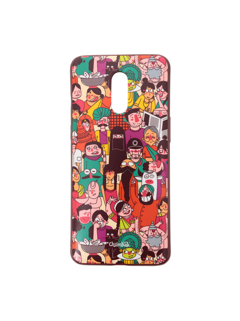 

Chumbak Pink & Orange Colourful Faces OnePlus 7 Case Cover