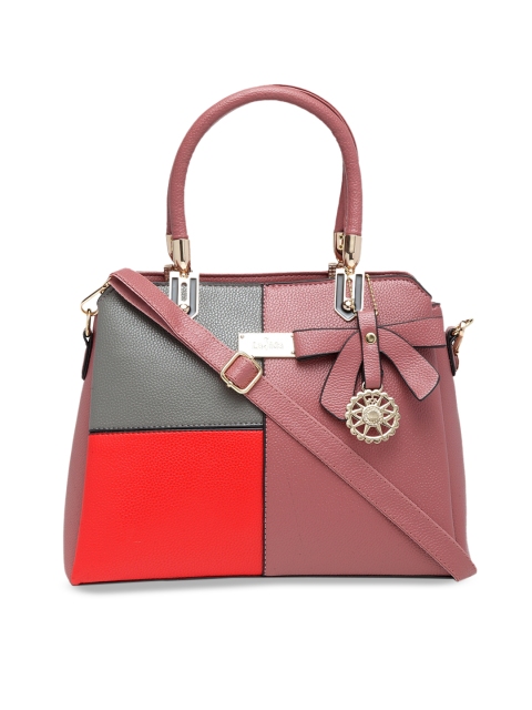 

Ladida Pink & Red Colourblocked Handheld Bag