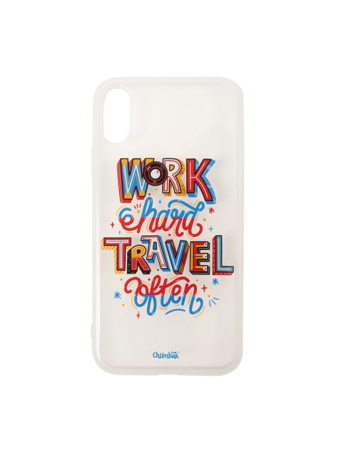 

Chumbak Transparent & Red Work Hard Travel Often iPhone XR Case Cover