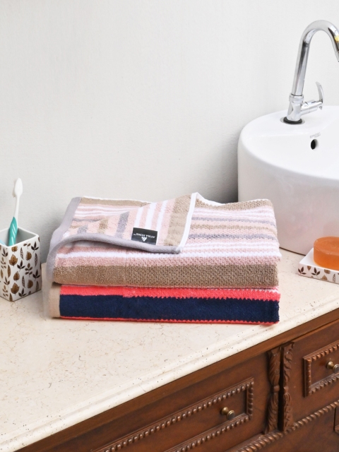 

Avira Home Set of 2 Striped 500 GSM Bath Towels, Orange
