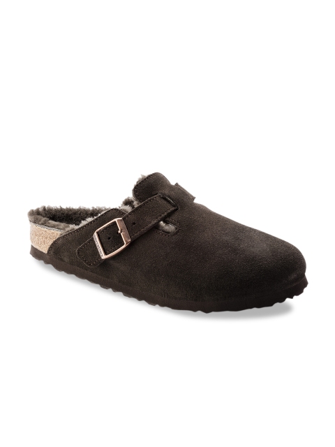 

Birkenstock Unisex Brown Boston Shearling Suede Regular Width Leather Clogs