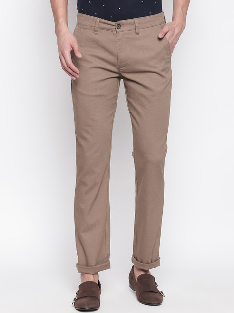 

BYFORD by Pantaloons Men Brown Slim Fit Solid Regular Trousers