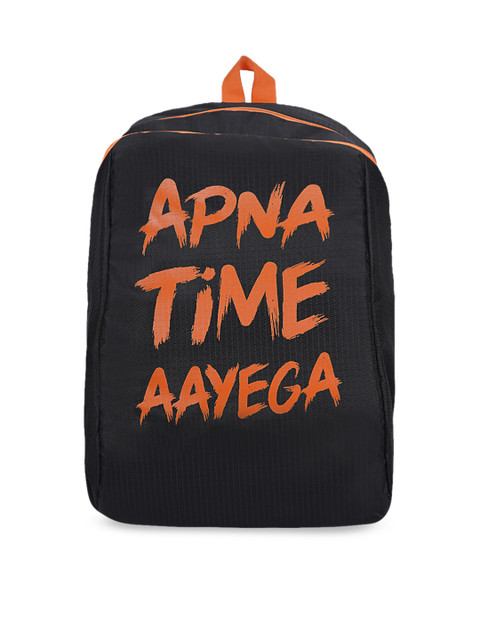

Impulse Kids Black & Orange Apna Time Aayega Printed Backpack