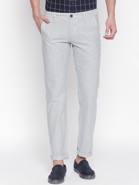 

BYFORD by Pantaloons Men Grey Slim Fit Self Design Regular Trousers