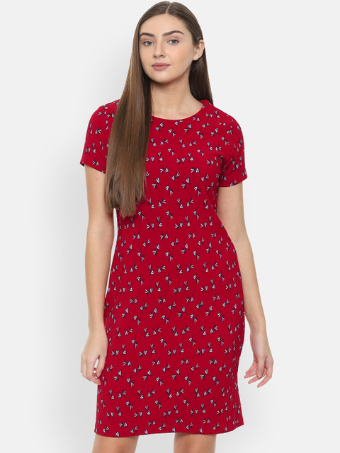 

Allen Solly Woman Women Red Printed Fit and Flare Dress