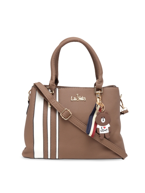 

Ladida Khaki & White Striped Handheld Bag