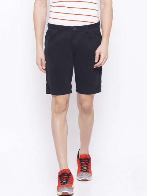 

SPYKAR Men Navy Blue Solid Slim Fit Regular Shorts