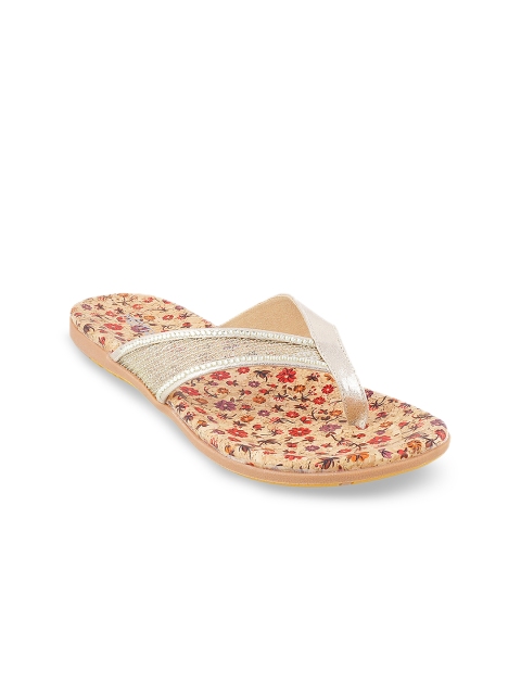 

Metro Women Gold-Toned Embellished Open Toe Flats