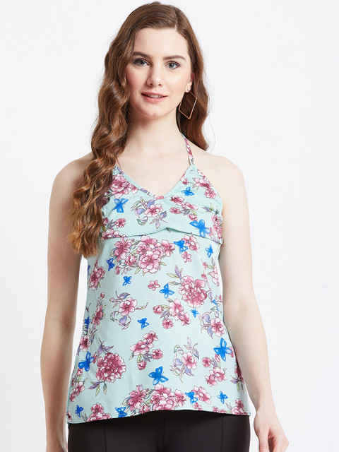 

AkaAyu Women Sea Green Printed Top