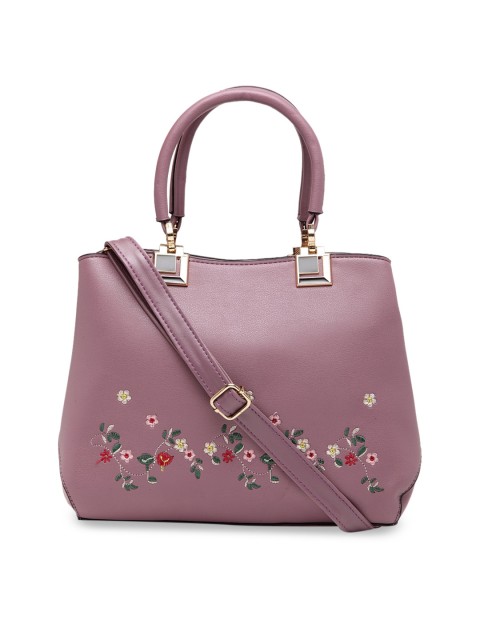 

Ladida Purple Self Design Handheld Bag